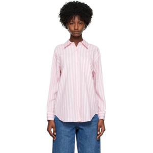 25 FW 알렉산더왕 여성 핑크   화이트 핫픽스 셔츠 231187F109011