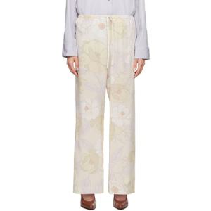 25 FW 드리스반노튼 여성 오프 화이트 실크 슬랙스 242358F087008