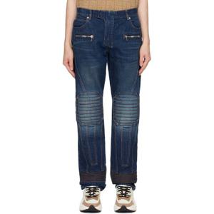 25 FW 발망 남성 네이비 바이커 스트레이트 핏 데님 진 242251M186014