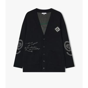 리버클래시 24FW 블랙 레터링 자카드 가디건 LKW51406