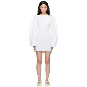 25 FW 쟈크뮈스 여성 화이트 라 카사 라 로브 슈미즈 카사코 미니 드레스 242553F052017