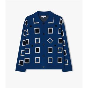 리버클래시 24FW 블루 스퀘어패턴 카라 가디건 LKF51407