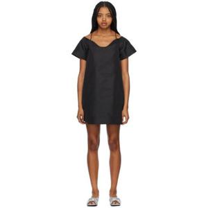 25 FW 가니 여성 블랙 보트넥 미니 드레스 231144F052037