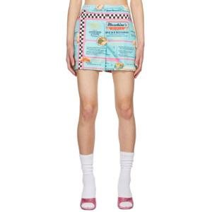 25 FW 모스키노 여성 블루 더 다이너 코튼 쇼츠 221720F088000