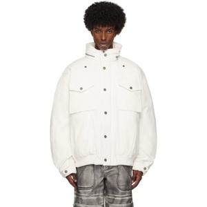 25 FW 게스 남성 화이트 코튼 립스탑 파카 재킷 242603M180000