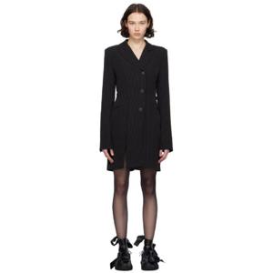 25 FW 오토링거 여성 블랙 핀스트라이프 미니 드레스 241016F052006