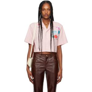 25 FW 마르니 여성 핑크 플라워 패치 셔츠 241379F109022