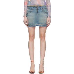 25 FW 게스 여성 블루 웨스턴 데님 미니 스커트 241603F090001