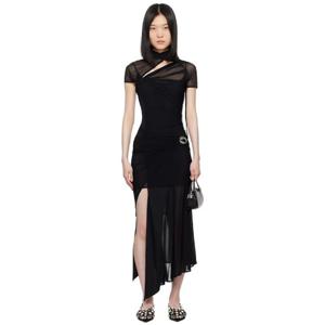 25 FW 코페르니 여성 블랙 드레이핑 미니 드레스 242325F052012