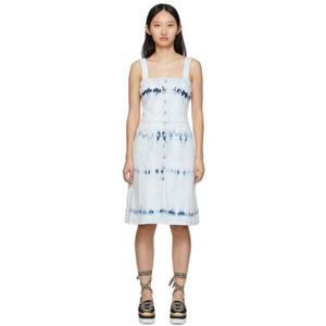25 FW 스텔라 매카트니 여성 인디고 블루 스트라이프 타이다이 데님 드레스 221471F052001