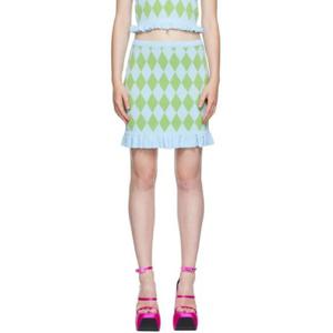 25 FW 푸시버튼 여성   블루 아가일 미니 스커트 222252F090004