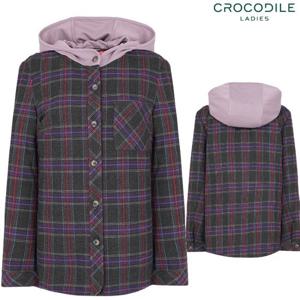 [크로커다일 레이디]체크패턴 져지후드배색 아우터형 셔츠 CLDWBL203