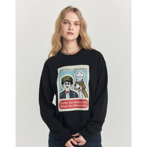 헤지스 여성 24FW 가격인하면100% 블랙 맨투맨 티셔츠 HSTS4D001BK