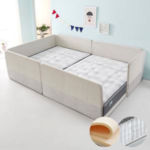 꽃잠 1000 둥지형 패밀리 가족침대 퀸+퀸+CL라텍스20T매트