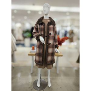 [포커스] 포커스 떡볶이 단추 체크 퍼 코트 FW4K3CT31976