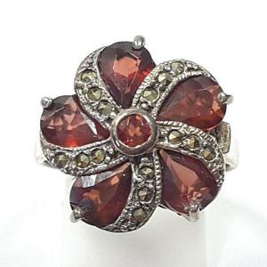 [블루케이] 실버925 꽃 엔틱가넷 원석반지241113-16