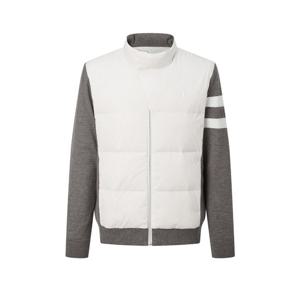 헤지스 골프 24FW 화이트 남성 니트 하이브리드 풀집 구스다운 점퍼 HUSW4D772OW