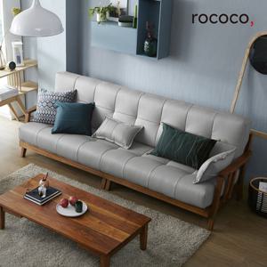 로코코 오슬로 카우 천연면피가죽 4인 원목소파(백화점 상품권 증정)