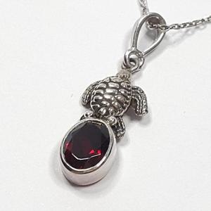 [블루케이] 실버925거북이 가넷 원석 목걸이241203-15