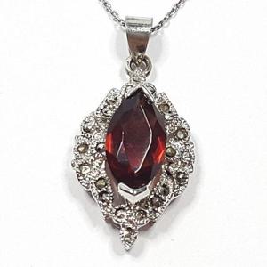 [블루케이] 실버925 가넷 합성석 목걸이241203-19