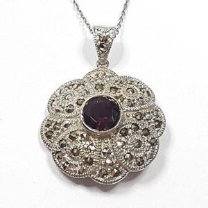 [블루케이] 실버925 가넷 합성석 목걸이241203-18