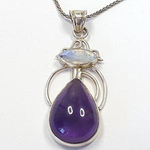 [블루케이] A작품 자수정문스톤 원석목걸이241202-13