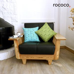 로코코 켄우드 카우 천연면피가죽 1인 원목소파(백화점 상품권 증정)
