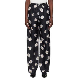 25 FW 모스키노 여성 블랙 데이지 실크 트윌 슬랙스 251720F087000