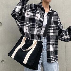 [한나] 끈포인트 모더심플 캔버스토트백 학생보조가방