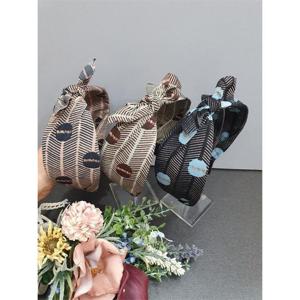 [이쁜] 사선 동그리 리본 헤어 밴드