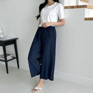 여름바지 여자 벨류 아사 무지 통바지 주름 롱팬츠 차르르팬츠