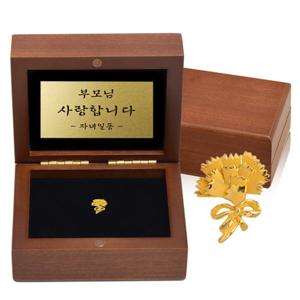 순금 카네이션 뱃지 미니우드 케이스 3.75g 24K 추석 부모님 은사님 선물