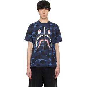 25 SS BAPE 남성 네이비 컬러 카모 샤크 티셔츠 242546M213229
