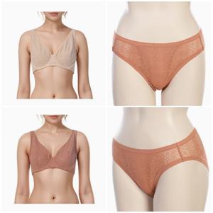[바바라(언더웨어)]부드러운 스트레치 레이스의 풀컵 홀겹브라&올망사팬티ABR4437ABP4437
