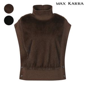 [막스카라]페이크 퍼 배색 니트 베스트_M44PFV706ME