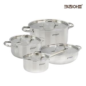 키친아트 그랑제 인덕션 통3중 304스텐 냄비세트 4종B 편16+양18+24+전24
