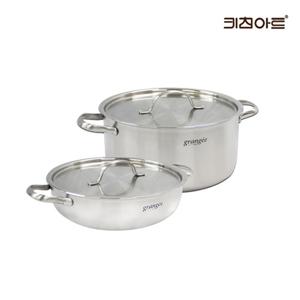 키친아트 그랑제 인덕션용냄비 통3중 304스텐 냄비세트 2종D 양24+전24