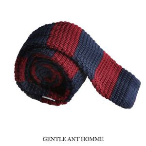 젠틀안트 네이비와인 배색투톤 니트넥타이05-264