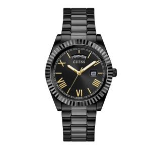 게스 블랙 다이얼 블랙 스틸 남성시계 GW0265G4