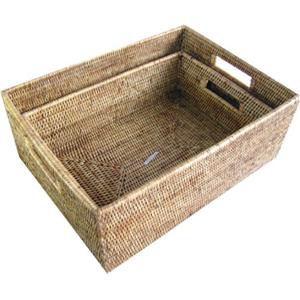 라탄 바구니 라탄 손잡이 직사각박스