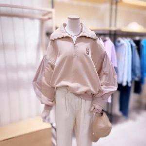 [시에로]DBSJ1TSF302_우븐배색 속기모 반집업 카라 맨투맨