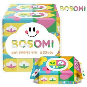 [땡큐온]보솜이 아기물티슈 펀앤플레이 라이트 캡 60매 6입