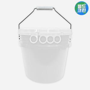 월드크린 다용도 휴대용 버킷 12L 화이트 + 뚜껑 세트 세차