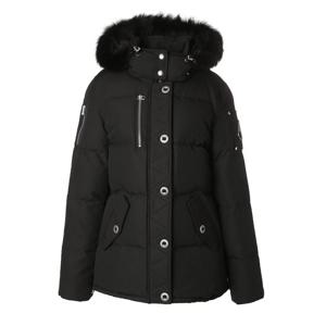 [무스너클(잡화)]여성 3Q 퍼 패딩(후드 탈부착)(블랙/블랙퍼) M32LJ129SX305