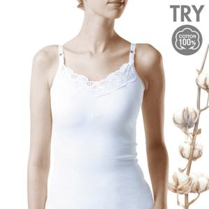 [트라이]Clean Basic)40수 순면 여성 케미숄 백색 런닝1매(TWCAE21)