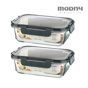 유리밀폐용기 직사각 860ml 2개 오븐 전자레인지 냉동 반찬통