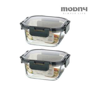 유리밀폐용기 정사각 520ml 2개 오븐 전자레인지 냉동밥 반찬통