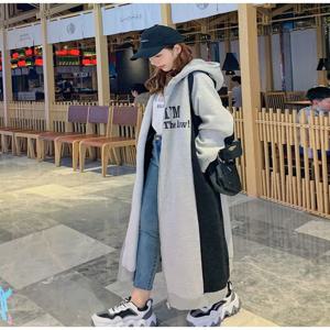 F62293 루즈 옆배색 오버핏 기모 롱 후드집업 맨투맨