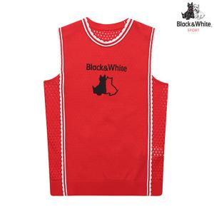 [블랙앤화이트] 여성 원포인트 라운드 베스트 2000LAKA_RED