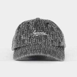 슈프림 자수로고 니들 펀치 6패널 공용 캡 FW24H83 BLACK